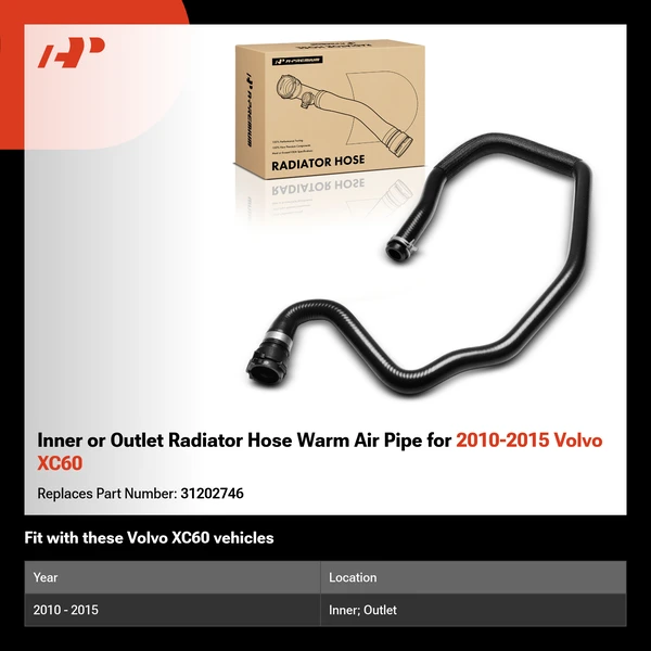 Inner or Outlet Radiator Hose Warm Air Pipe for 2010-2015 Volvo XC60