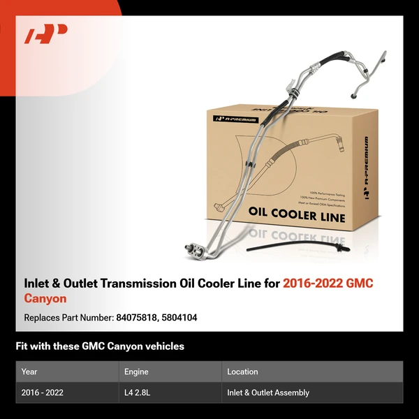 Inlet & Outlet Transmission Oil Cooler Line for 2016-2022 GMC Canyon