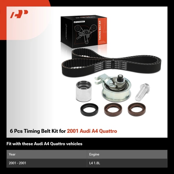 6 Pcs Timing Belt Kit for 2001 Audi A4 Quattro