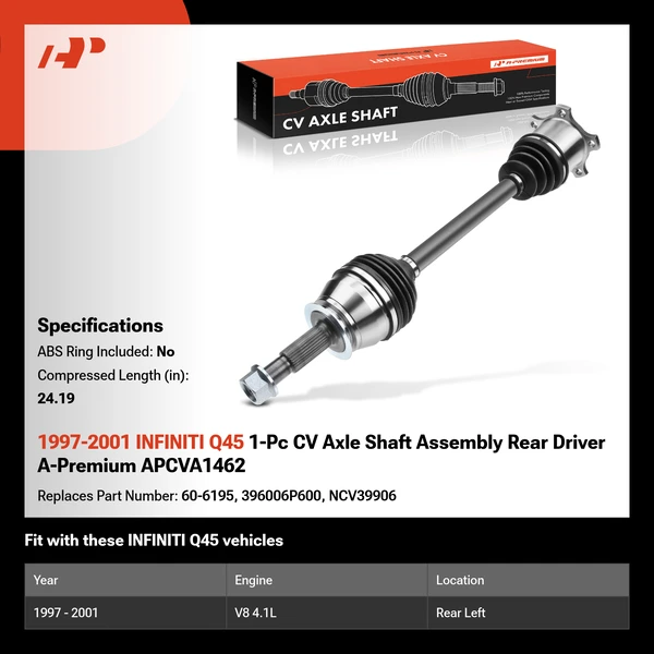 1997-2001 INFINITI Q45 1-Pc CV Axle Shaft Assembly Rear Driver A-Premium APCVA1462