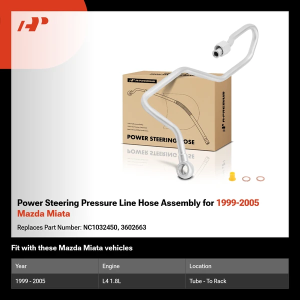Power Steering Pressure Line Hose Assembly for 1999-2005 Mazda Miata