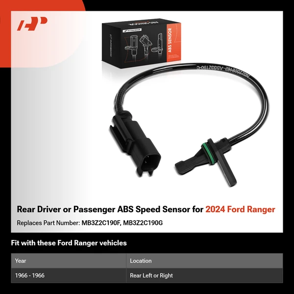Rear Driver or Passenger ABS Speed Sensor for 2024 Ford Ranger