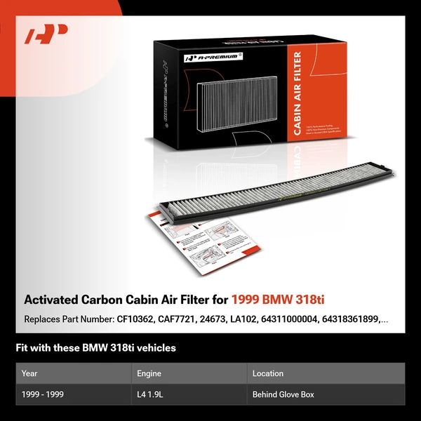 Activated Carbon Cabin Air Filter for 1999 BMW 318ti
