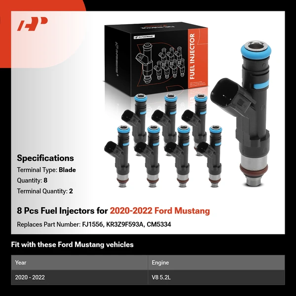 8 Pcs Fuel Injectors for 2020-2022 Ford Mustang