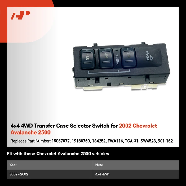4x4 4WD Transfer Case Selector Switch for 2002 Chevrolet Avalanche 2500