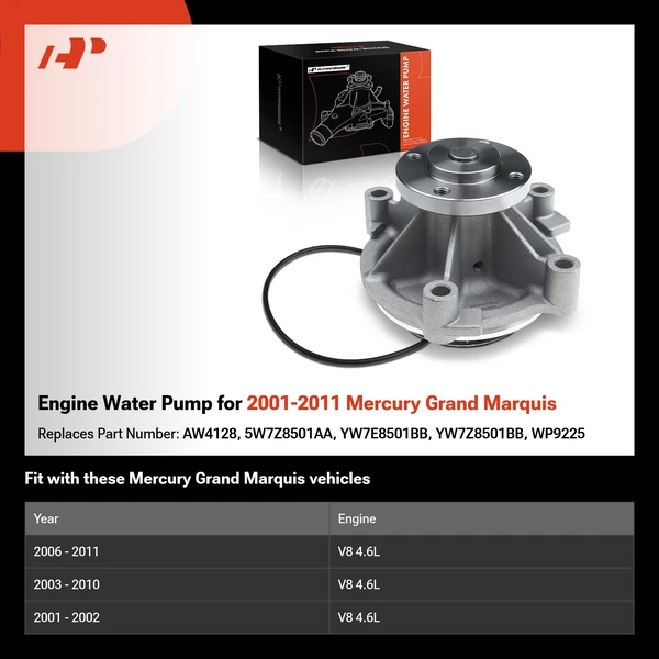 Engine Water Pump for 2001-2011 Mercury Grand Marquis