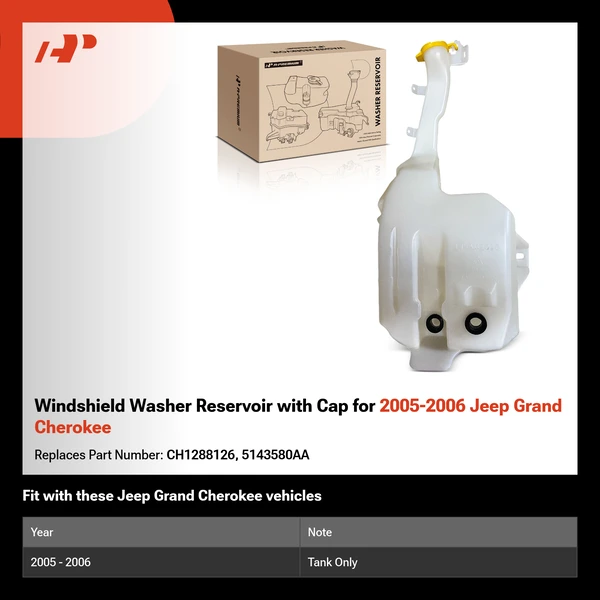 Windshield Washer Reservoir with Cap for 2005-2006 Jeep Grand Cherokee