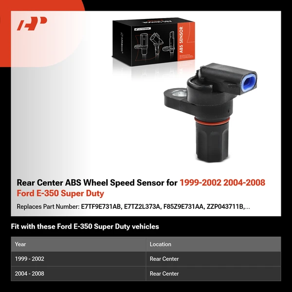 Rear Center ABS Wheel Speed Sensor for 1999-2002 2004-2008 Ford E-350 Super Duty