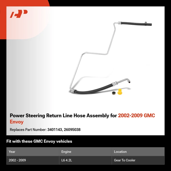 Power Steering Return Line Hose Assembly for 2002-2009 GMC Envoy