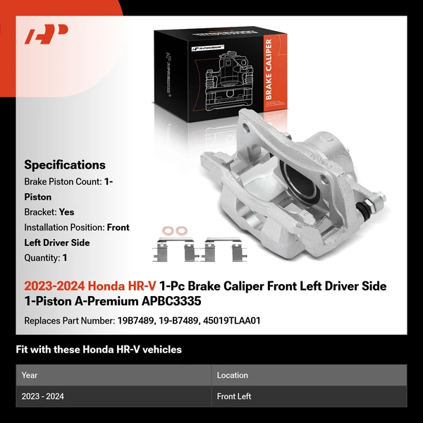 2023-2024 Honda HR-V 1-Pc Brake Caliper Front Left Driver Side 1-Piston A-Premium APBC3335