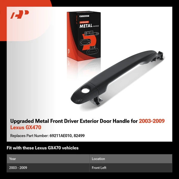 Upgraded Metal Front Driver Exterior Door Handle for 2003-2009 Lexus GX470