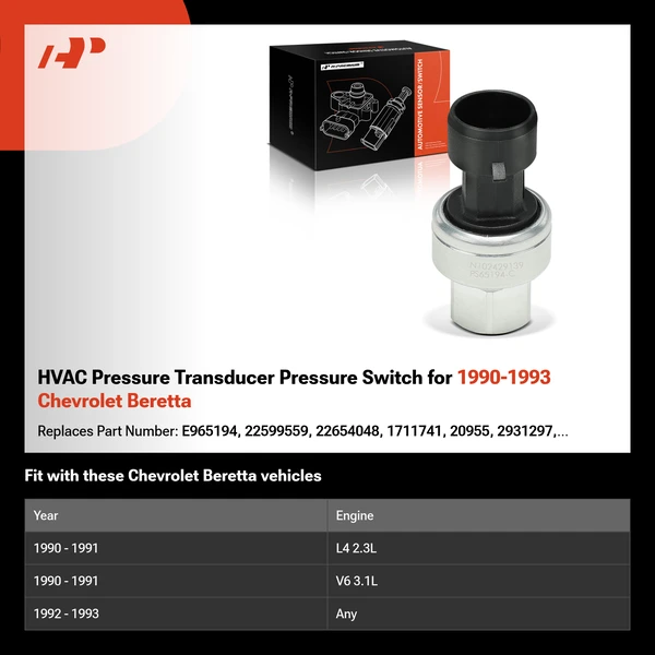 HVAC Pressure Transducer Pressure Switch for 1990-1993 Chevrolet Beretta