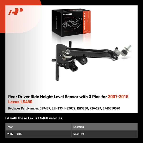 Rear Driver Ride Height Level Sensor with 3 Pins for 2007-2015 Lexus LS460