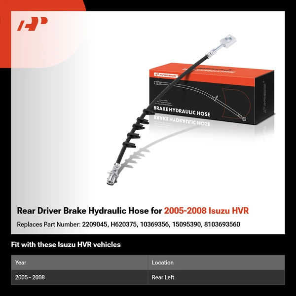 Rear Driver Brake Hydraulic Hose for 2005-2008 Isuzu HVR