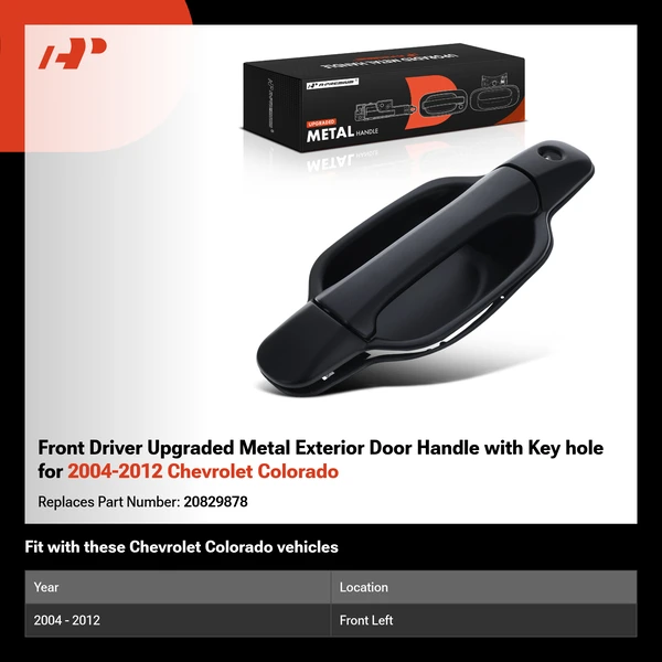 Front Driver Upgraded Metal Exterior Door Handle with Key hole for 2004-2012 Chevrolet Colorado