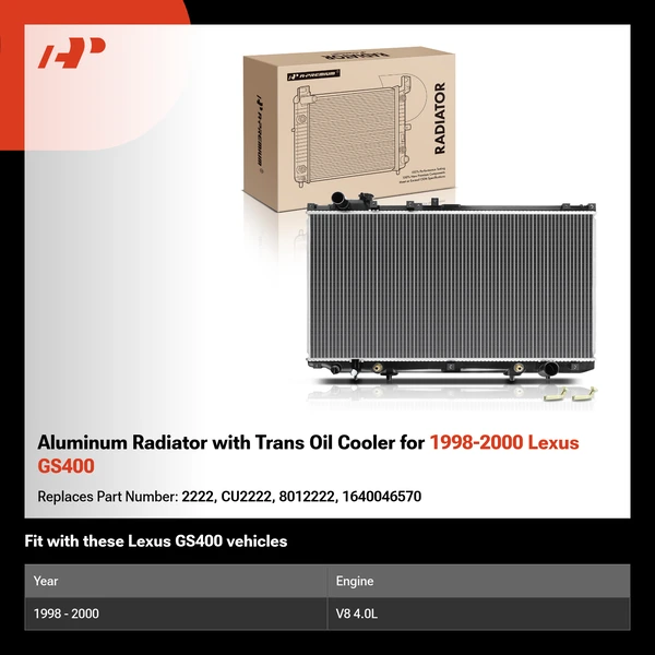 Aluminum Radiator with Trans Oil Cooler for 1998-2000 Lexus GS400
