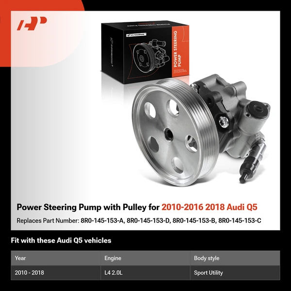 Power Steering Pump with Pulley for 2010-2016 2018 Audi Q5