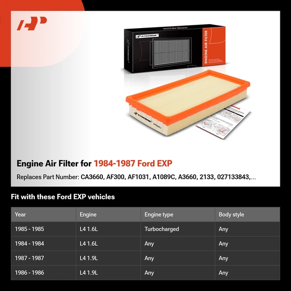 Engine Air Filter for 1984-1987 Ford EXP