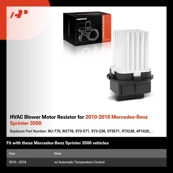 HVAC Blower Motor Resistor for 2010-2018 Mercedes-Benz Sprinter 3500