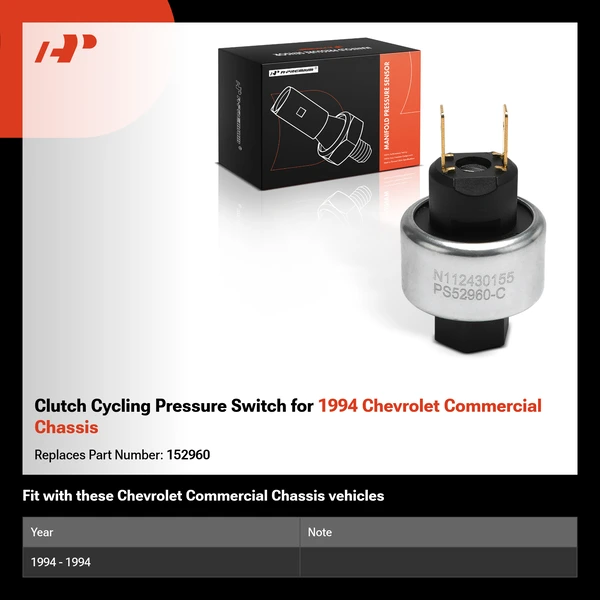 Clutch Cycling Pressure Switch for 1994 Chevrolet Commercial Chassis