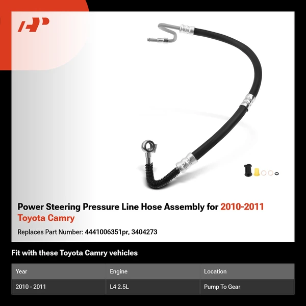 Power Steering Pressure Line Hose Assembly for 2010-2011 Toyota Camry