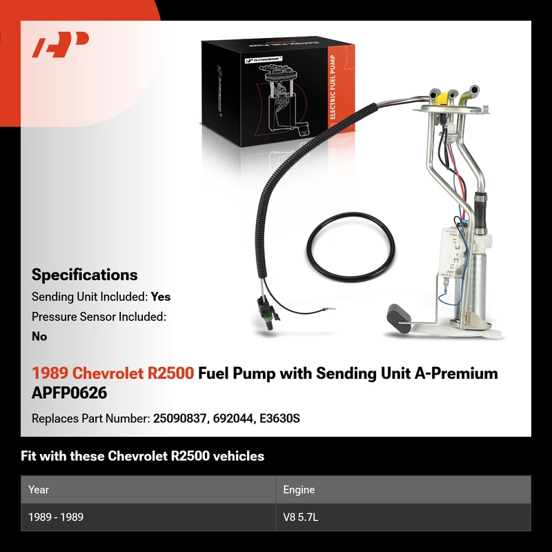 1989 Chevrolet R2500 Fuel Pump with Sending Unit A-Premium APFP0626