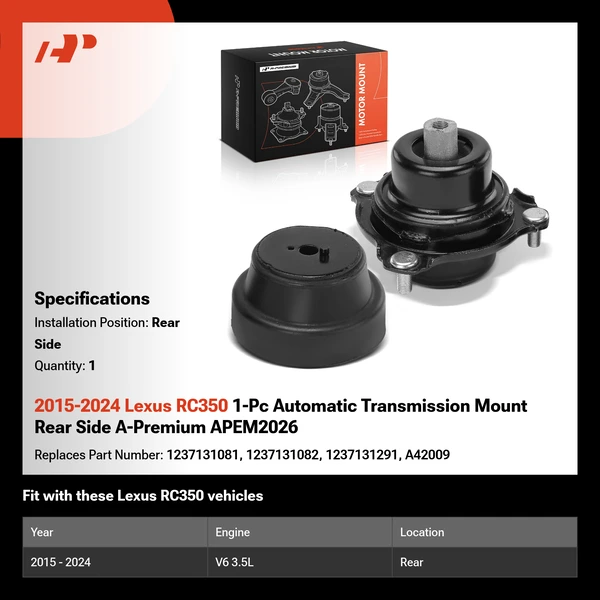 2015-2024 Lexus RC350 1-Pc Automatic Transmission Mount Rear Side A-Premium APEM2026