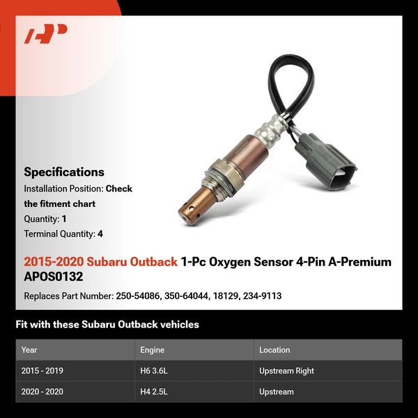 2015-2020 Subaru Outback 1-Pc Oxygen Sensor 4-Pin A-Premium APOS0132