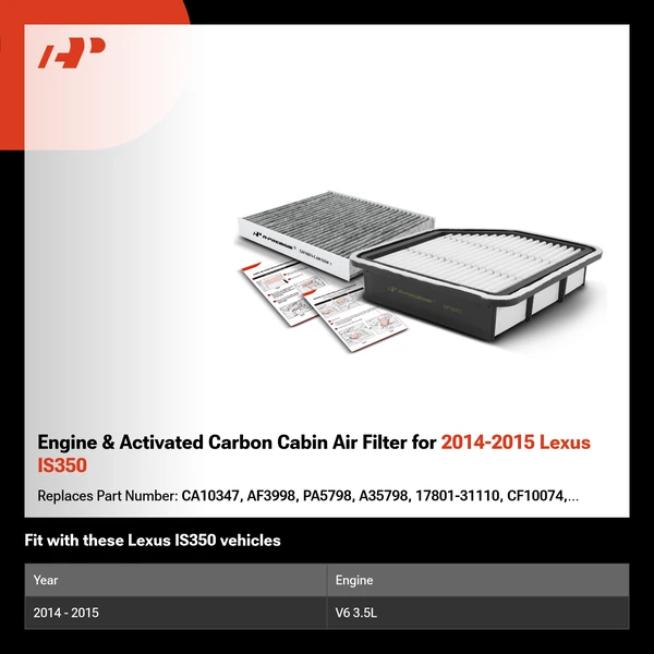 Engine & Activated Carbon Cabin Air Filter for 2014-2015 Lexus IS350
