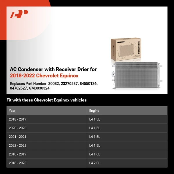 AC Condenser with Receiver Drier for 2018-2022 Chevrolet Equinox