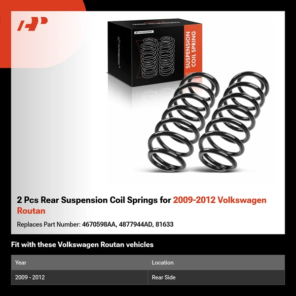 2 Pcs Rear Suspension Coil Springs for 2009-2012 Volkswagen Routan