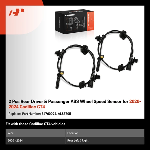 2 Pcs Rear Driver & Passenger ABS Wheel Speed Sensor for 2020-2024 Cadillac CT4