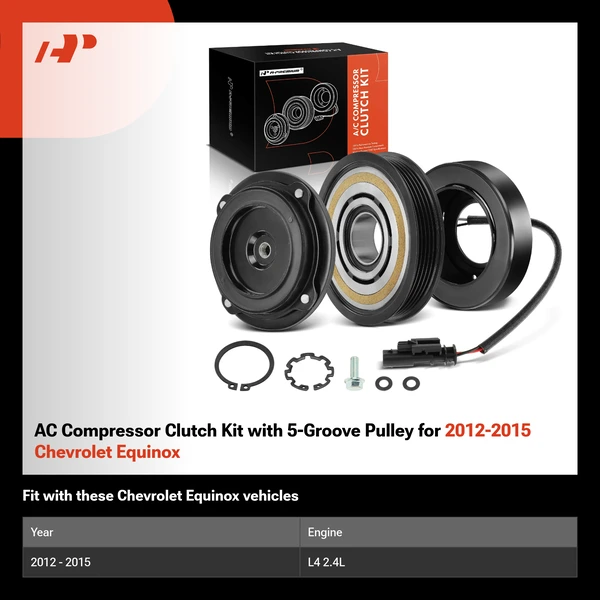 AC Compressor Clutch Kit with 5-Groove Pulley for 2012-2015 Chevrolet Equinox