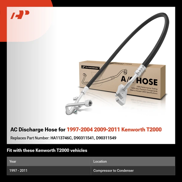 AC Discharge Hose for 1997-2004 2009-2011 Kenworth T2000