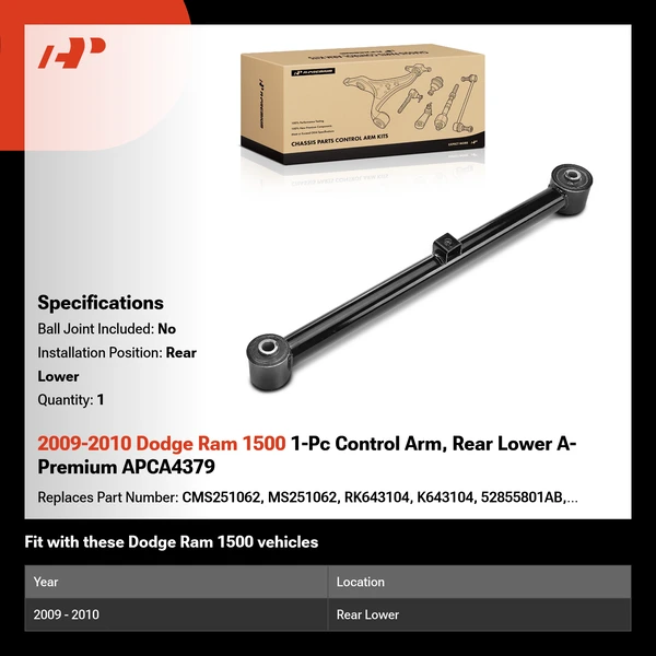 2009-2010 Dodge Ram 1500 1-Pc Control Arm, Rear Lower A-Premium APCA4379