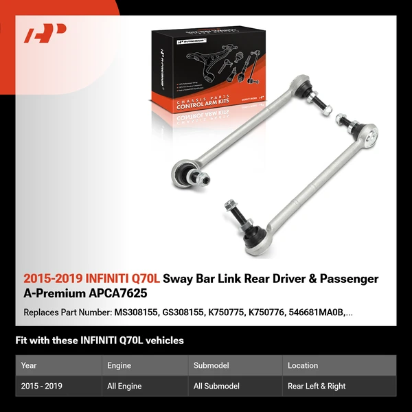 2015-2019 INFINITI Q70L Sway Bar Link Rear Driver & Passenger A-Premium APCA7625