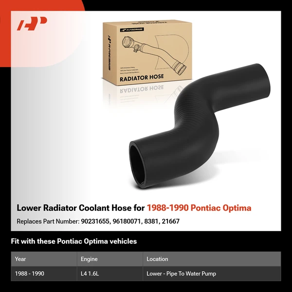 Lower Radiator Coolant Hose for 1988-1990 Pontiac Optima