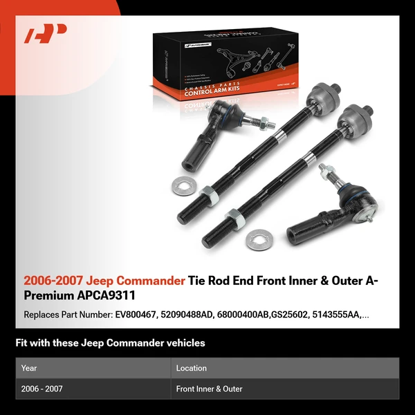 2006-2007 Jeep Commander Tie Rod End Front Inner & Outer A-Premium APCA9311