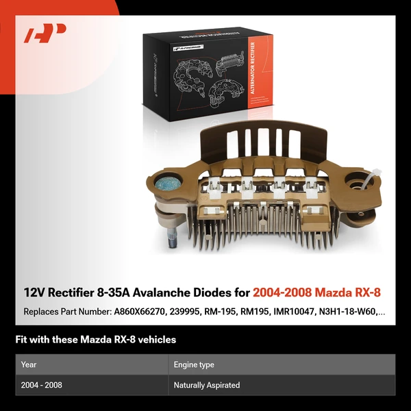 12V Rectifier 8-35A Avalanche Diodes for 2004-2008 Mazda RX-8