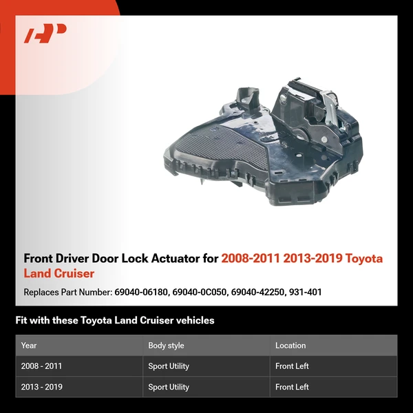 Front Driver Door Lock Actuator for 2008-2011 2013-2019 Toyota Land Cruiser