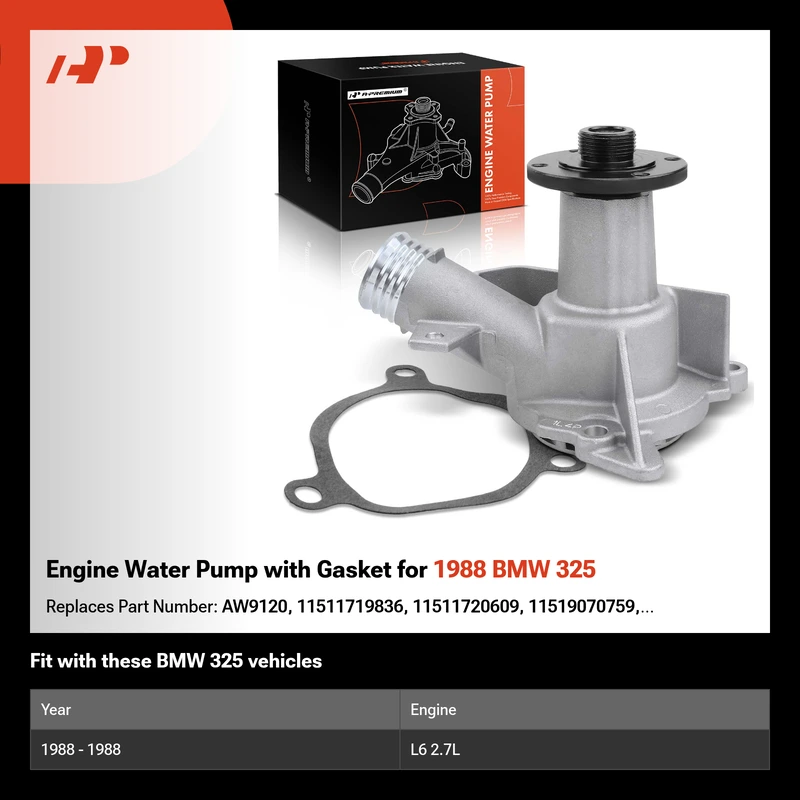 Engine Water Pump with Gasket for 1988 BMW 325