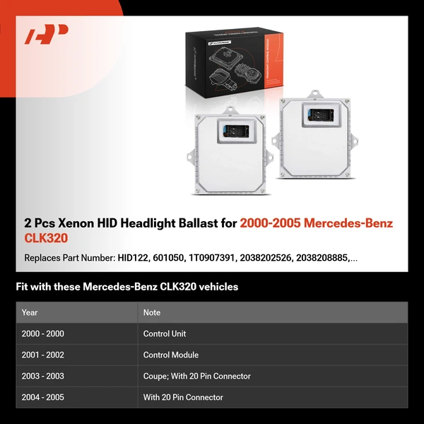 2 Pcs Xenon HID Headlight Ballast for 2000-2005 Mercedes-Benz CLK320