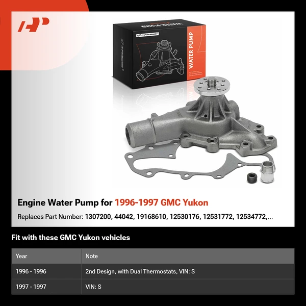 Engine Water Pump for 1996-1997 GMC Yukon