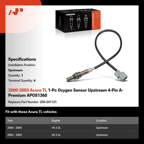 2000-2003 Acura TL 1-Pc Oxygen Sensor Upstream 4-Pin A-Premium APOS1360