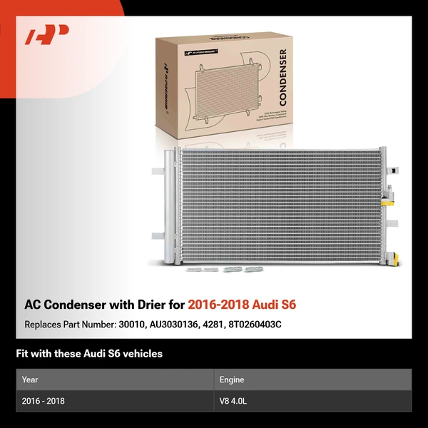 AC Condenser with Drier for 2016-2018 Audi S6
