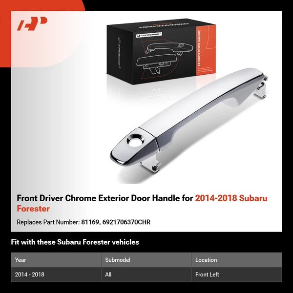 Front Driver Chrome Exterior Door Handle for 2014-2018 Subaru Forester