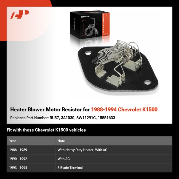 Heater Blower Motor Resistor for 1988-1994 Chevrolet K1500