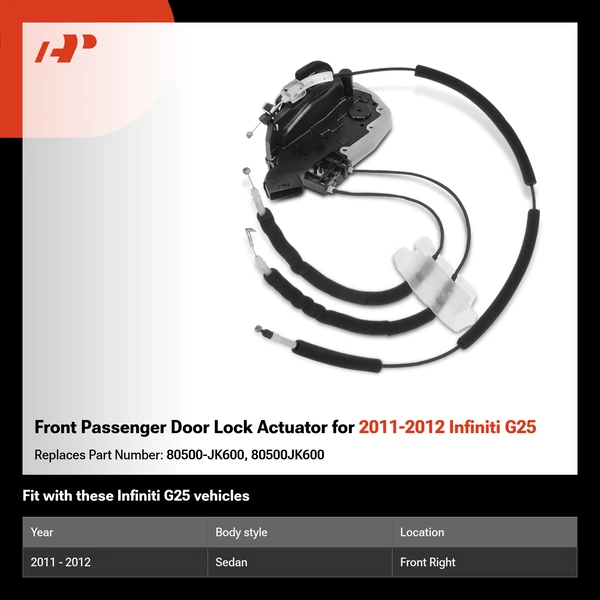 Front Passenger Door Lock Actuator for 2011-2012 Infiniti G25
