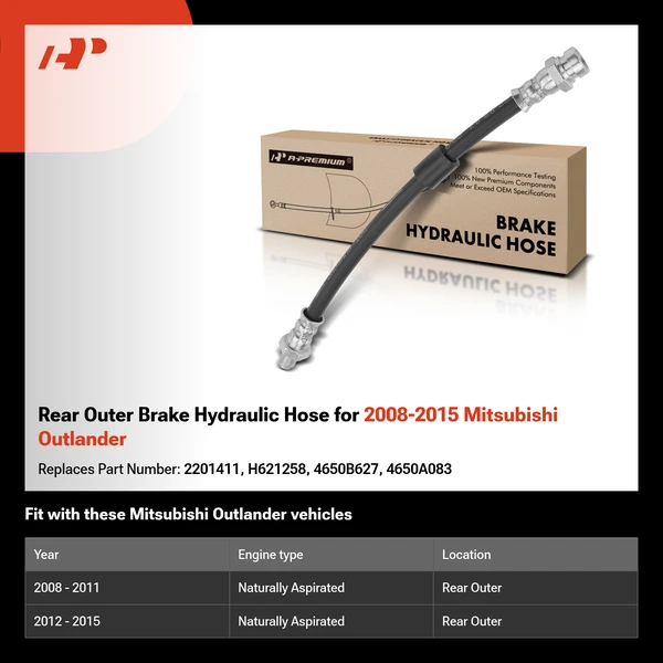 Rear Outer Brake Hydraulic Hose for 2008-2015 Mitsubishi Outlander