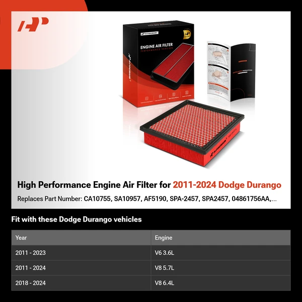 High Performance Engine Air Filter for 2011-2024 Dodge Durango